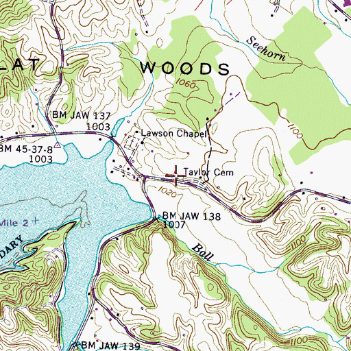 Topographic Map of Taylor Cemetery, TN
