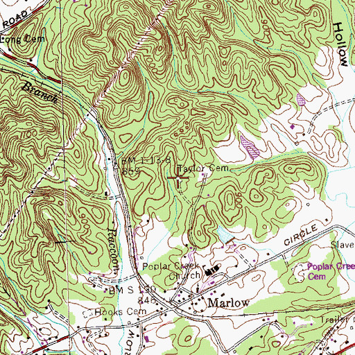 Topographic Map of Taylor Cemetery, TN