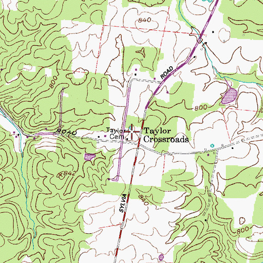 Topographic Map of Taylor Cemetery, TN