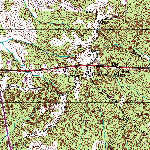 Topographic Map of Taylor Cemetery, TN