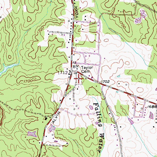 Topographic Map of Taylor Cemetery, TN