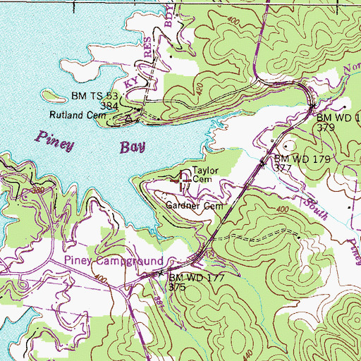 Topographic Map of Taylor Cemetery, TN