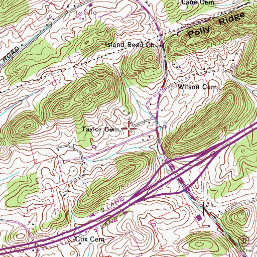 Topographic Map of Taylor Cemetery, TN
