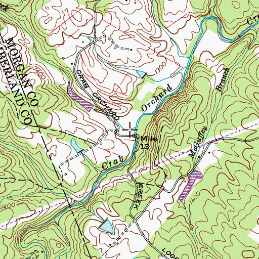 Topographic Map of Taylor Creek, TN