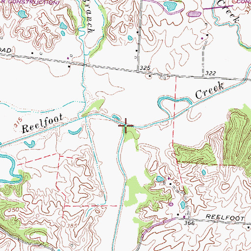 Topographic Map of Taylor Creek, TN