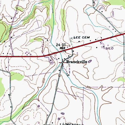 Topographic Map of Taylor Creek, TN