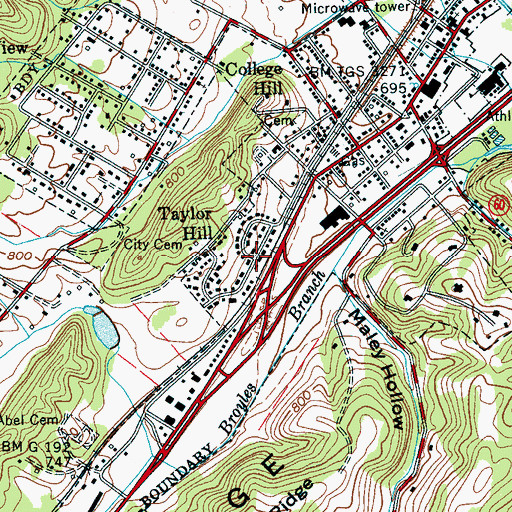 Topographic Map of Taylor Hill, TN