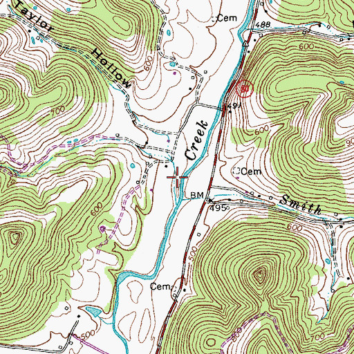 Topographic Map of Taylor Hollow, TN