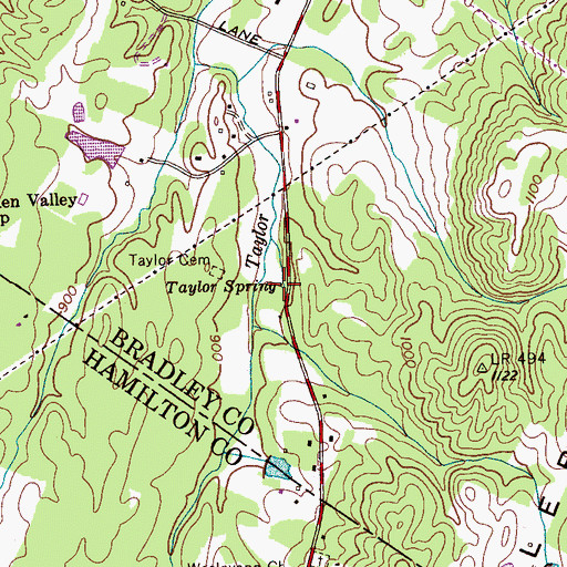 Topographic Map of Taylor Spring, TN