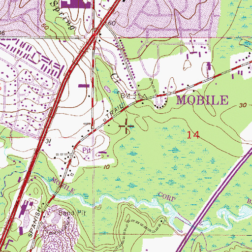 Topographic Map of Spring Creek, AL