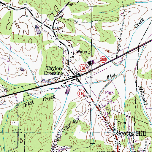 Topographic Map of Taylors Crossing, TN