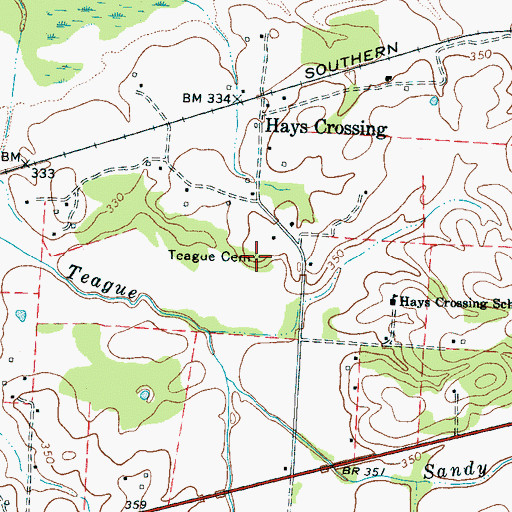 Topographic Map of Teague Cemetery, TN