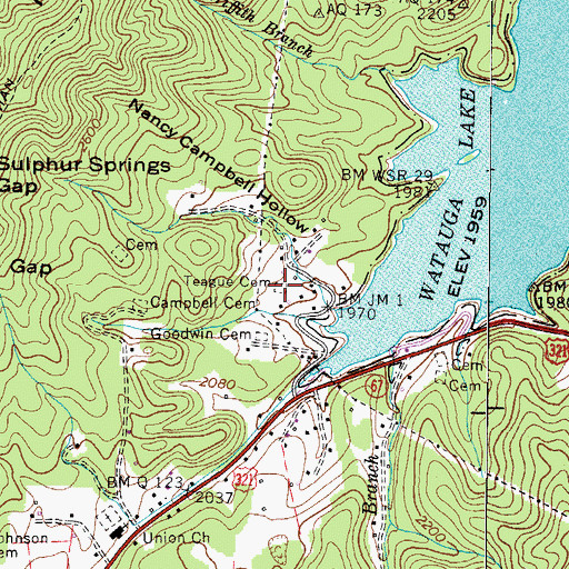 Topographic Map of Teague Cemetery, TN