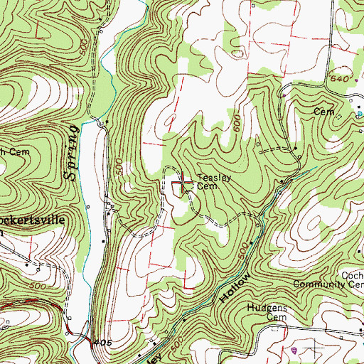 Topographic Map of Teasley Cemetery, TN