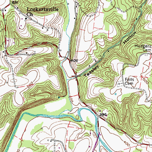 Topographic Map of Teasley Hollow, TN