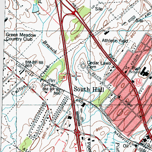 Topographic Map of Tedford Branch, TN