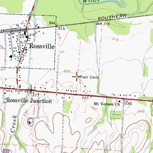 Topographic Map of Teel Cemetery, TN