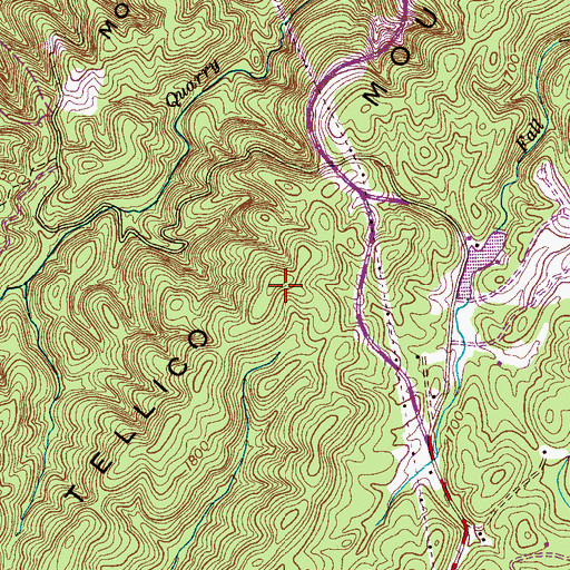 Topographic Map of Tellico Mountain, TN