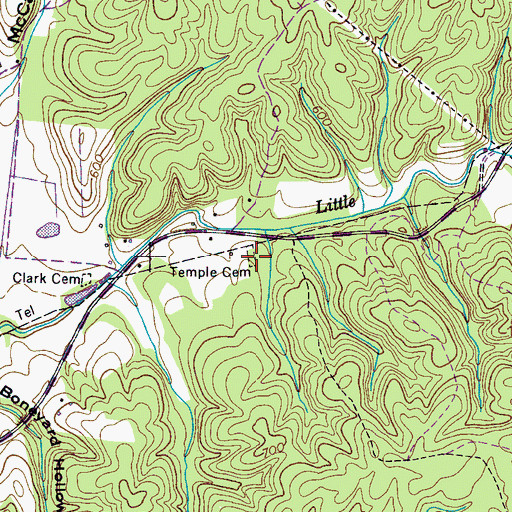 Topographic Map of Temple Cemetery, TN