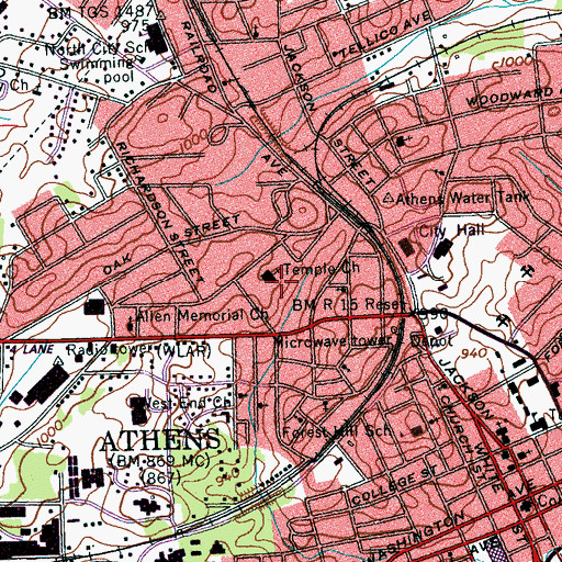 Topographic Map of Temple Church, TN
