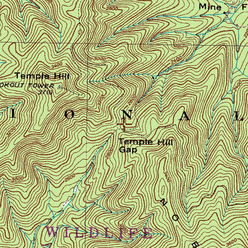 Topographic Map of Temple Hill Gap, TN