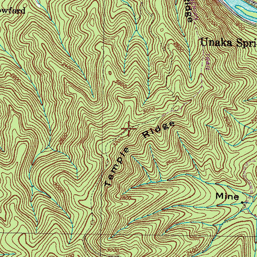 Topographic Map of Temple Ridge, TN