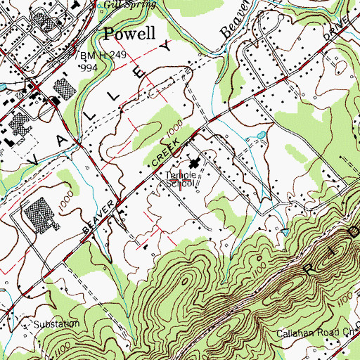 Topographic Map of Temple Baptist Academy, TN