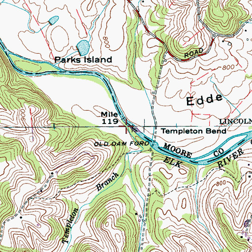 Topographic Map of Templeton Branch, TN