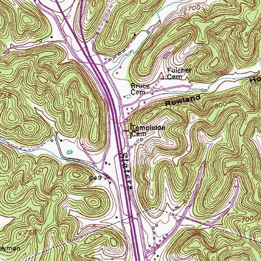 Topographic Map of Templeton Cemetery, TN