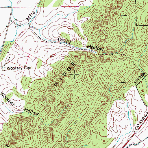 Topographic Map of Ten Mile Ridge, TN