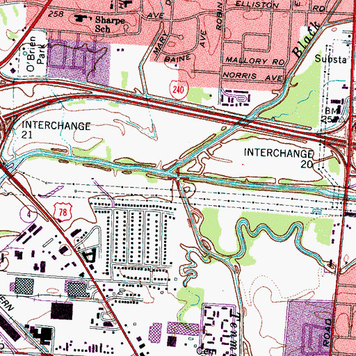 Topographic Map of Tenmile Creek, TN
