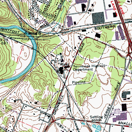 Topographic Map of Tennessee Highway Department, TN