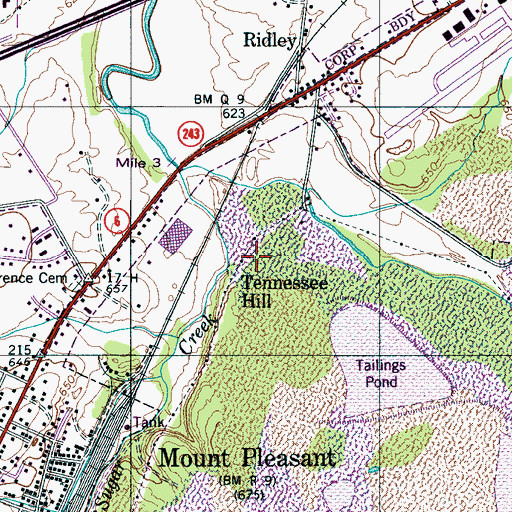 Topographic Map of Tennessee Hill, TN