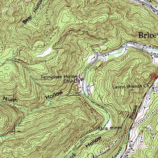 Topographic Map of Tennessee Hollow Church, TN