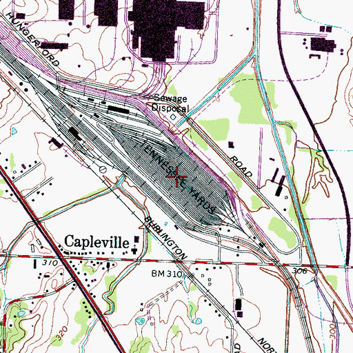 Topographic Map of Tennessee Yards, TN