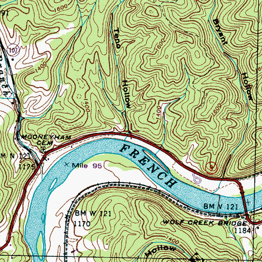 Topographic Map of Teno Hollow, TN