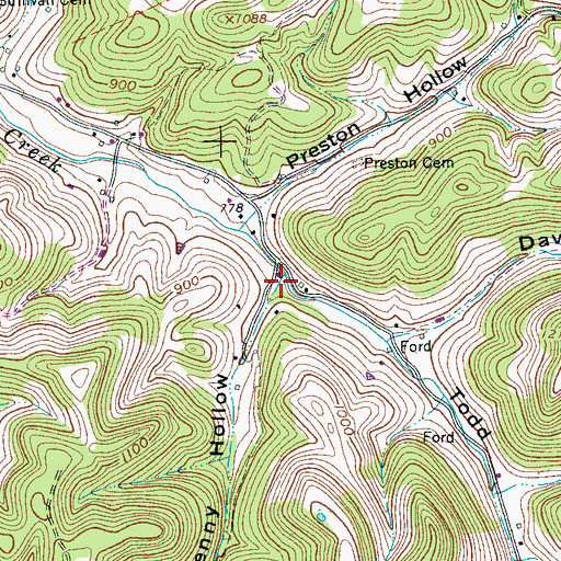 Topographic Map of Tenpenny Hollow, TN
