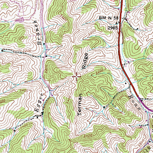 Topographic Map of Terman Ridge, TN