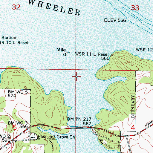 Topographic Map of Spring Creek, AL