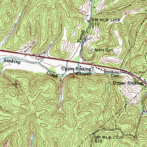 Topographic Map of Terrell Branch, TN