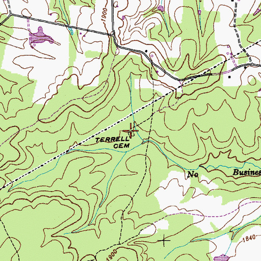 Topographic Map of Terrell Cemetery, TN