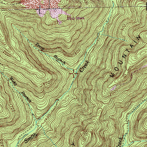 Topographic Map of Terry Branch, TN