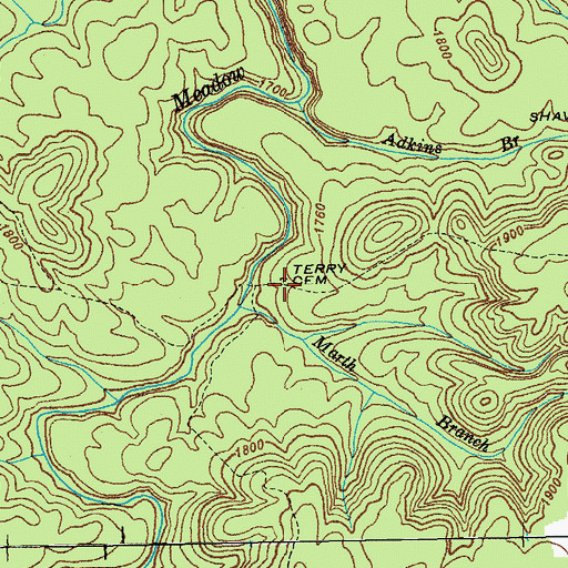 Topographic Map of Terry Cemetery, TN