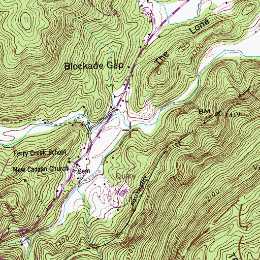 Topographic Map of Terry Creek, TN