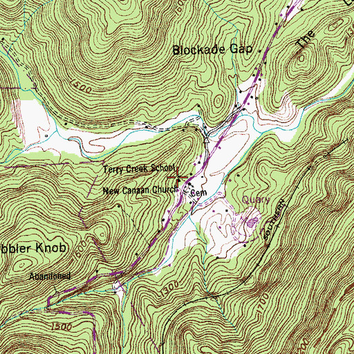 Topographic Map of Terry Creek School, TN