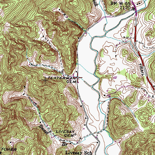 Topographic Map of Testerman Cemetery, TN