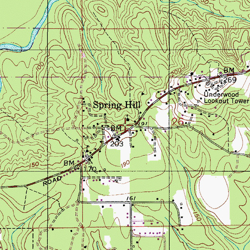 Topographic Map of Spring Hill, AL