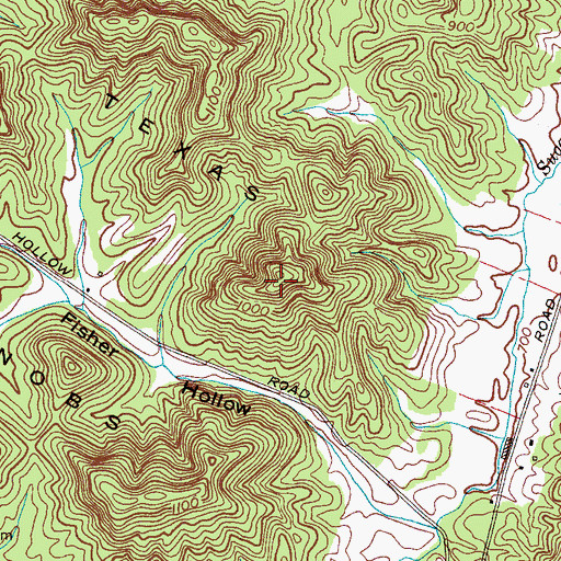 Topographic Map of Texas Knobs, TN
