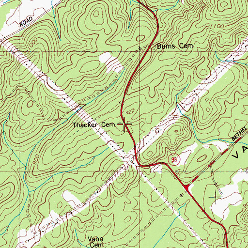 Topographic Map of Thacker Cemetery, TN