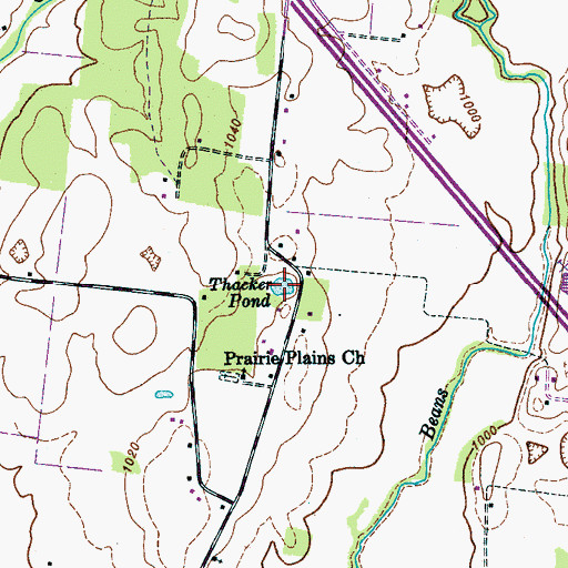 Topographic Map of Thacker Pond, TN
